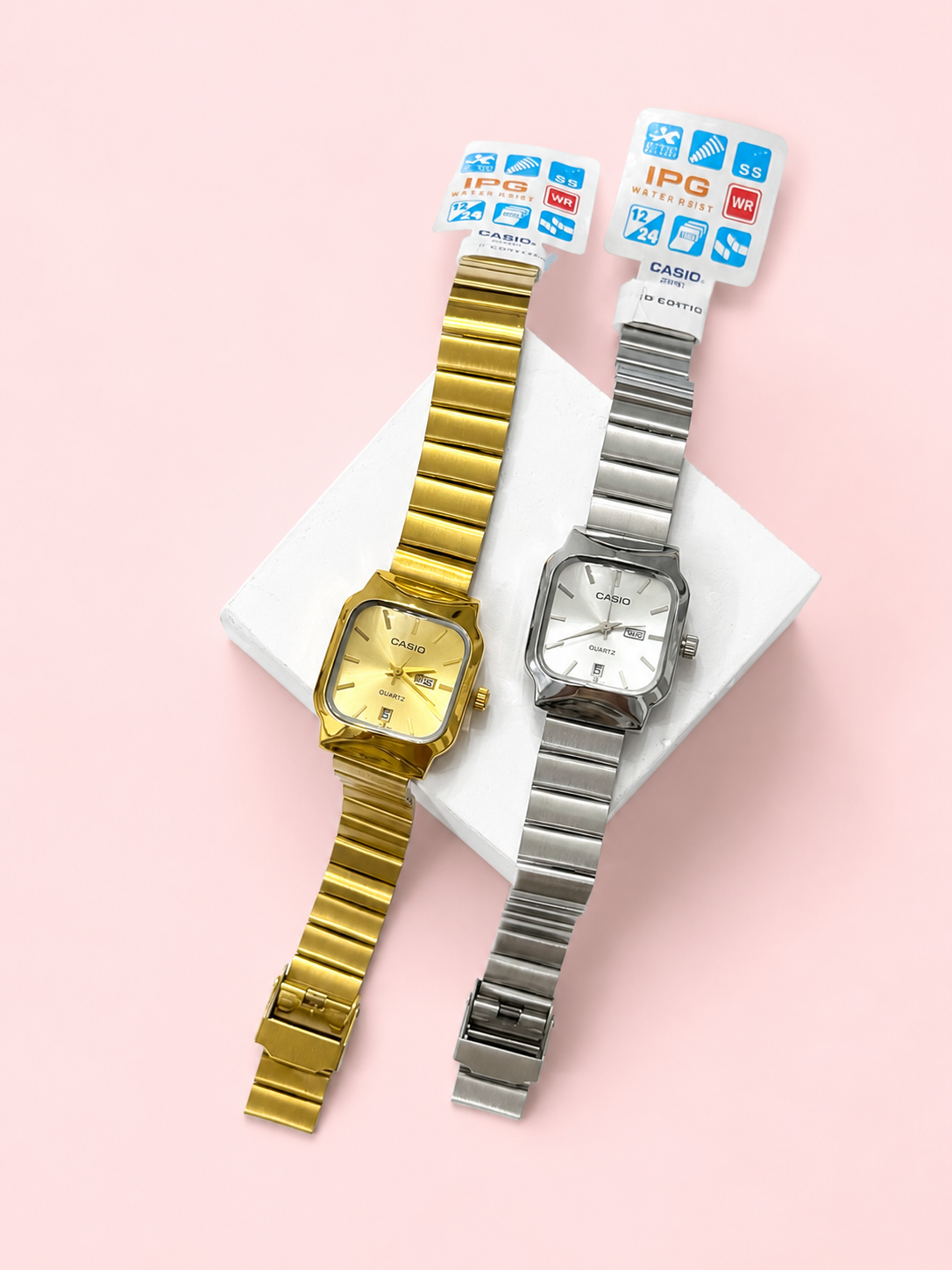 ساعت casio مربعی بند فلزی